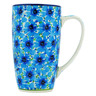 Polish Pottery Latte Mug Blue Bachelor Buttons UNIKAT