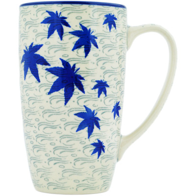 Polish Pottery Latte Mug Blue Maple River