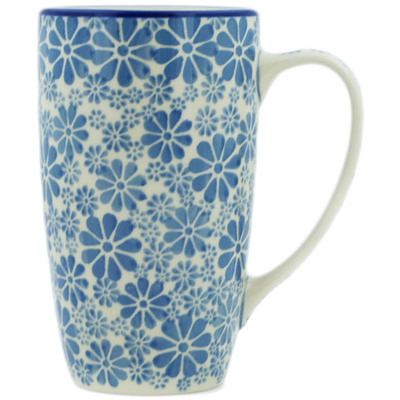 Polish Pottery Latte Mug Blue Morning Mist UNIKAT