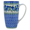 Polish Pottery Latte Mug Blue Pansy