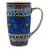 Polish Pottery Latte Mug Blue Poppies UNIKAT