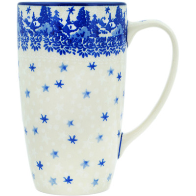 Polish Pottery Latte Mug Blue Winter