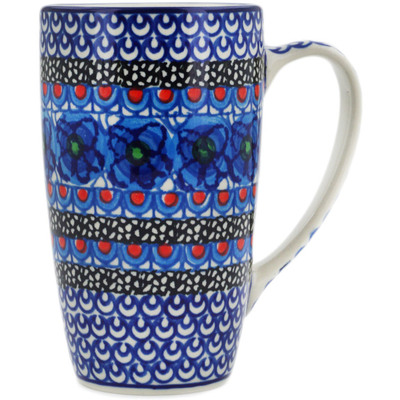 Polish Pottery Latte Mug Blueberry Flowers UNIKAT