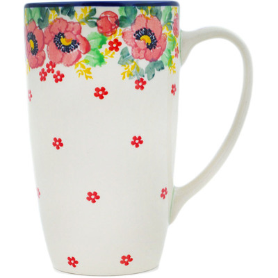 Polish Pottery Latte Mug Blushing Poppies