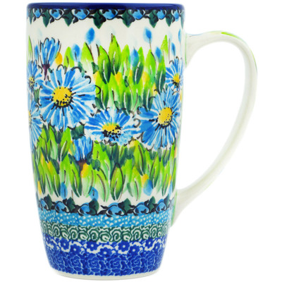 Polish Pottery Latte Mug Bouquet Azul UNIKAT