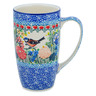 Polish Pottery Latte Mug Bullfinch Garden UNIKAT