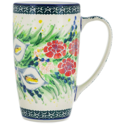 Polish Pottery Latte Mug Canna Lily Elegance UNIKAT