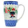 Polish Pottery Latte Mug Christmas Gnome In Town UNIKAT