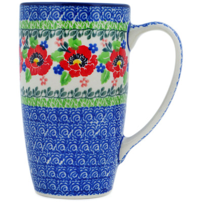 Polish Pottery Latte Mug Flourishing Flowers