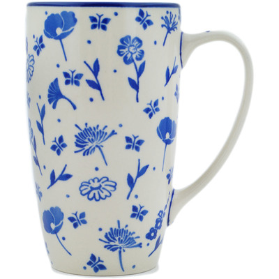 Polish Pottery Latte Mug Flowers In The Wind
