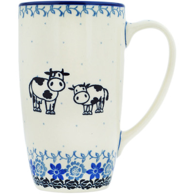 Polish Pottery Latte Mug Happy Cows
