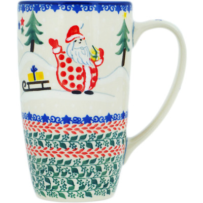 Polish Pottery Latte Mug Holiday Forest UNIKAT