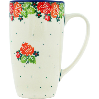 Polish Pottery Latte Mug In The Rose Garden