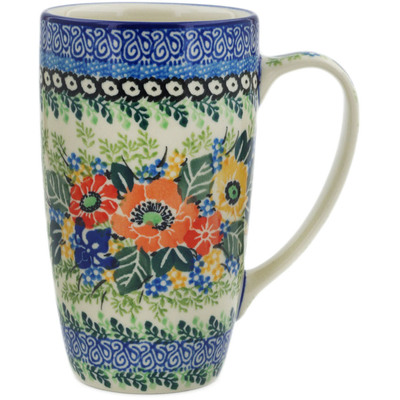 Polish Pottery Latte Mug Iris Meadow UNIKAT