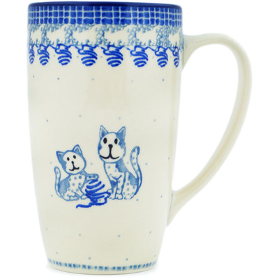 Polish Pottery Latte Mug Kitten Play