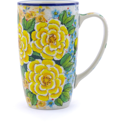 Polish Pottery Latte Mug L38 Yellow Elegance UNIKAT