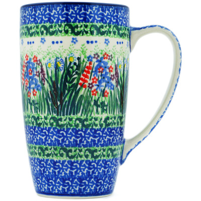 Polish Pottery Latte Mug Lakeside Blooms UNIKAT