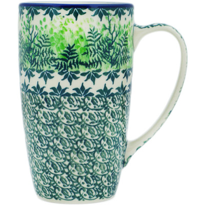 Polish Pottery Latte Mug Leafy Garden UNIKAT