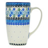 Polish Pottery Latte Mug Light Blue Lace