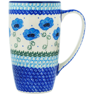 Polish Pottery Latte Mug Morning Poppies UNIKAT