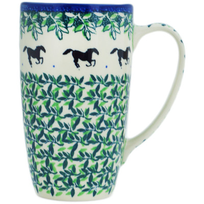 Polish Pottery Latte Mug Mustang Forest