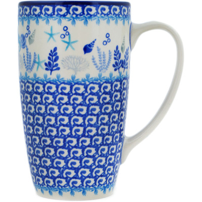 Polish Pottery Latte Mug Oceans Of Blue