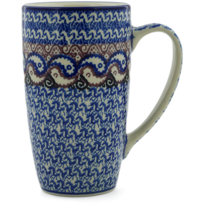 Polish Pottery Latte Mug Peacock Yean Yang