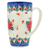 Polish Pottery Latte Mug Pink Forget Me Not UNIKAT