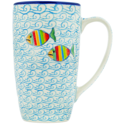 Polish Pottery Latte Mug Rainbow Fish
