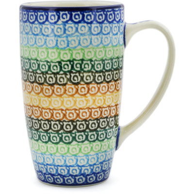 Polish Pottery Latte Mug Rainbow Swirl