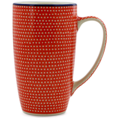 Polish Pottery Latte Mug Red Sea UNIKAT