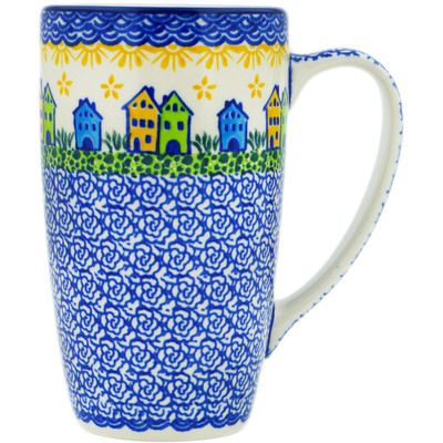 Polish Pottery Latte Mug Riverside Village UNIKAT