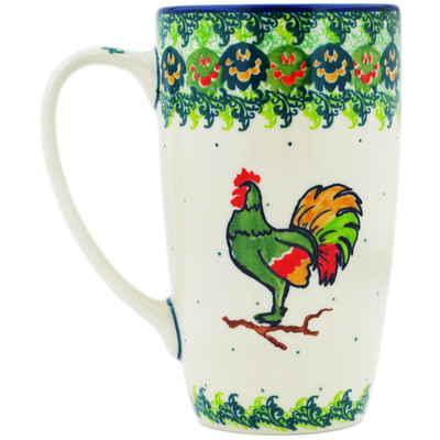 Polish Pottery Latte Mug Rooster&#039;s Crow UNIKAT