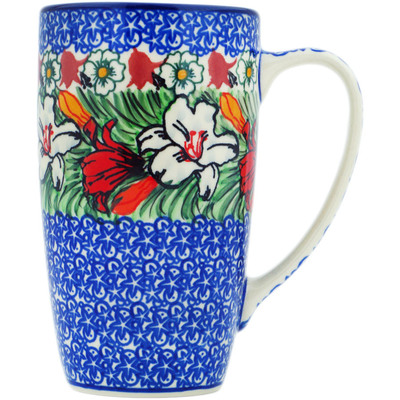 Polish Pottery Latte Mug Scarlet Flora UNIKAT