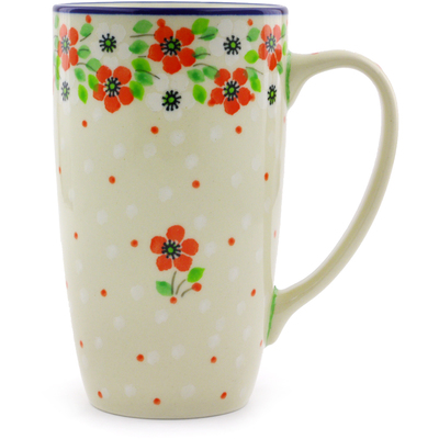 Polish Pottery Latte Mug Simple Scarlet