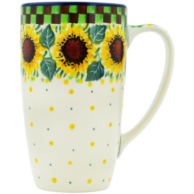 Polish Pottery Latte Mug Summer Sunflower UNIKAT