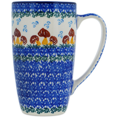 Polish Pottery Latte Mug Toadstool Mushroom Trio