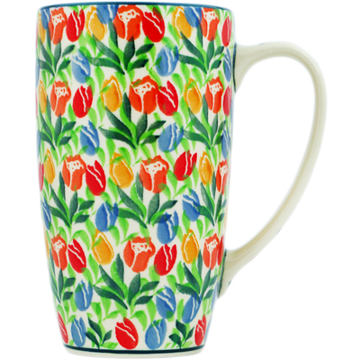 Polish Pottery Latte Mug Tulip Cascade UNIKAT