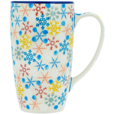 Polish Pottery Latte Mug Vintage Snow Fall UNIKAT