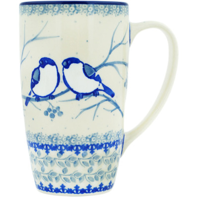 Polish Pottery Latte Mug Waiting Birds UNIKAT