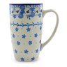 Polish Pottery Latte Mug White Pansy