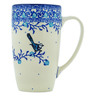 Polish Pottery Latte Mug Winter  Blue Bird