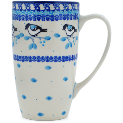 Polish Pottery Latte Mug Winter Sparrow