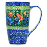 Polish Pottery Latte Mug Yellow Butterfly Pond UNIKAT