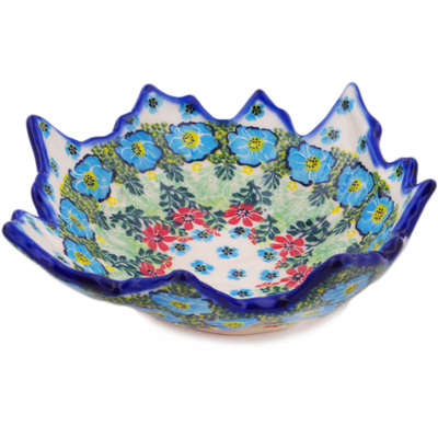 Polish Pottery Leaf Shaped Bowl 0&quot; Tunnel Vision UNIKAT