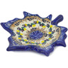 Polish Pottery Leaf Shaped Bowl 7&quot; Flowerbomb UNIKAT