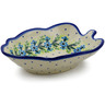 Polish Pottery Leaf Shaped Bowl 8&quot; Blue Wreath