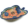 Polish Pottery Leaf Shaped Bowl 8" Bright Beauty UNIKAT