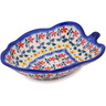 Polish Pottery Leaf Shaped Bowl 8&quot; Sunflower Dance