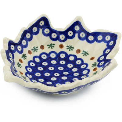 Polish Pottery Leaf Shaped Bowl 9&quot; Mosquito